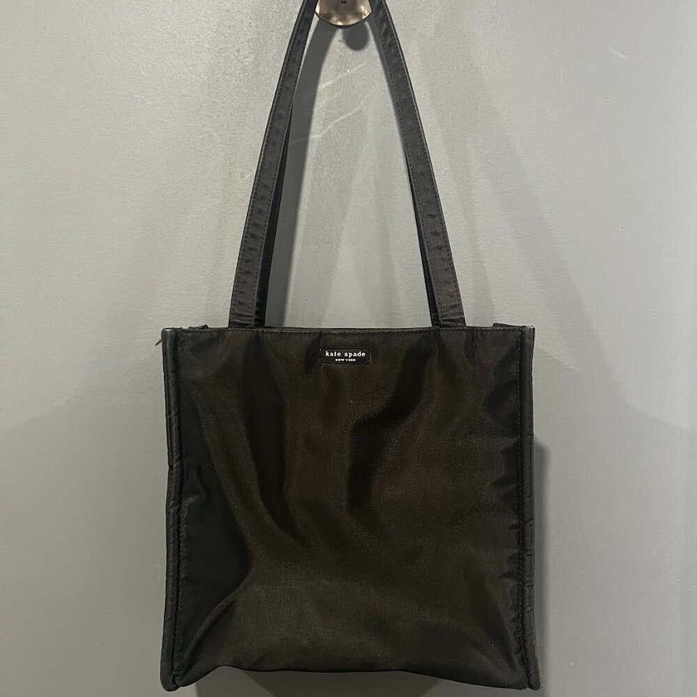 Vintage 90s Kate Spade Nylon Tote Bag | Black | Box Bag Style